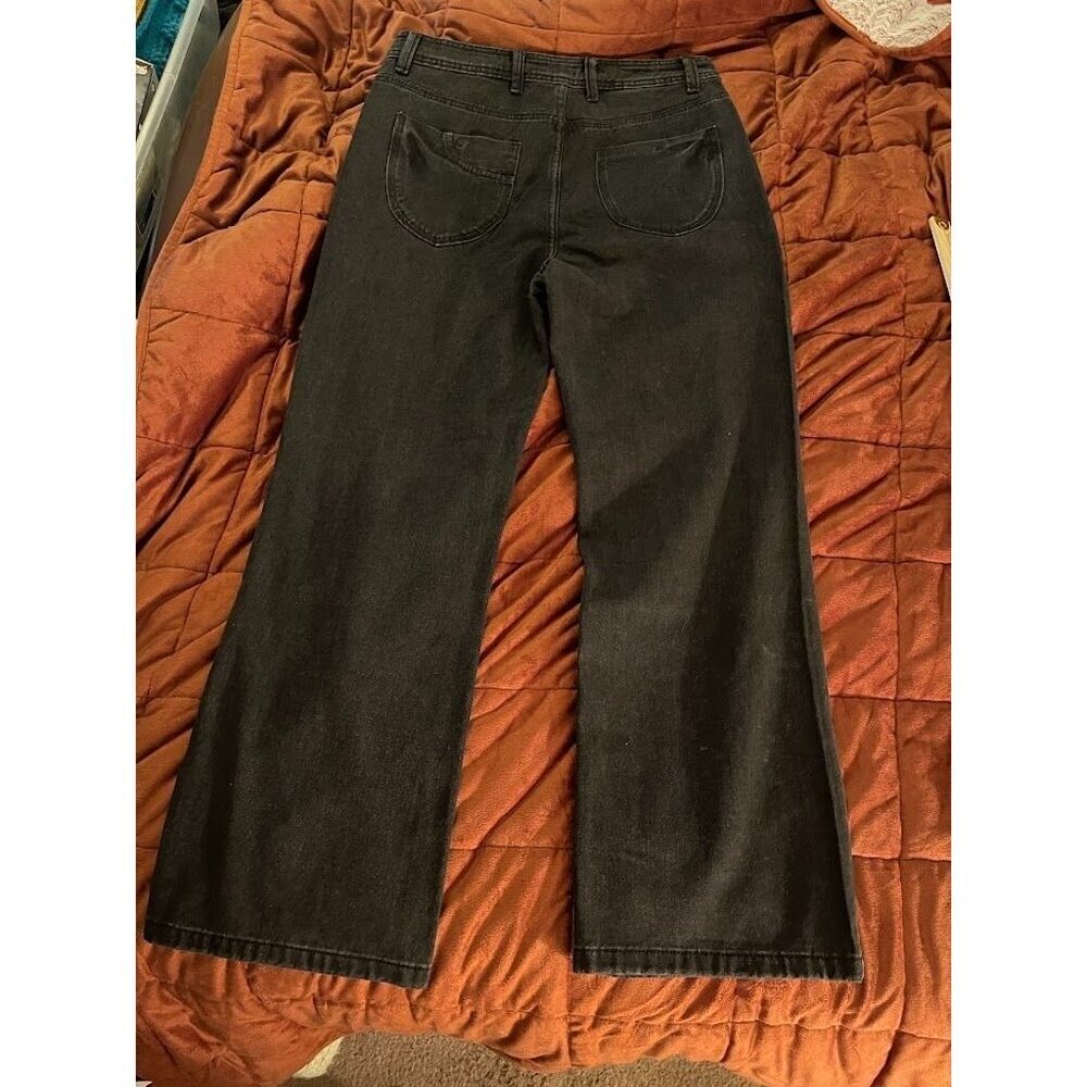 Gilipur Womens Black Wide-Leg Jeans ML069 29" Inseam Cotton/Polyester - Picture 5 of 11
